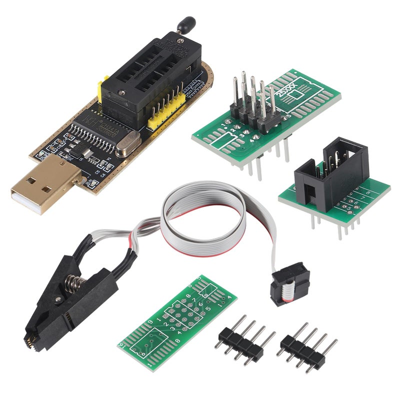 ACEIRMC SOIC8 SOP8 Flash Chip IC Test Clips Socket Adpter Programmer BIOS + CH341A 24 25 Series for EEPROM Flash BIOS USB Programmer Module (Double Clip+ USB) - Image 2